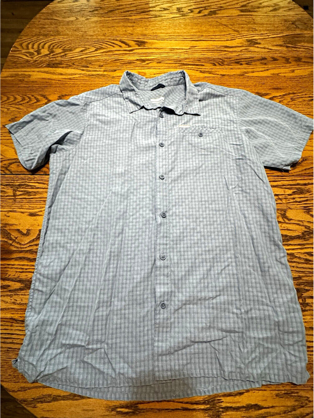 Columbia Omni-Shade Mens XL Light Blue Short Sleeve Button Up Shirt